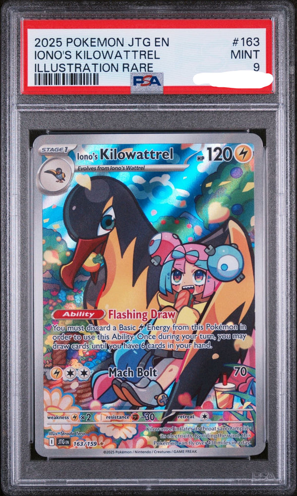 2025 POKEMON JTG EN-JOURNEY TOGETHER 163 IONO'S KILOWATTREL ILLUSTRATION RARE PSA 9