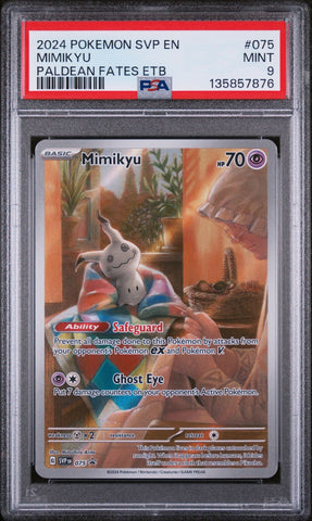 2024 POKEMON SVP EN-SV BLACK STAR PROMO 075 MIMIKYU PALDEAN FATES ELITE TRAINER BOX PSA 9