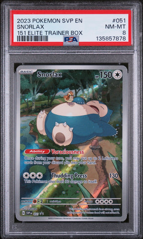 2023 POKEMON SVP EN-SV BLACK STAR PROMO 051 SNORLAX 151 ELITE TRAINER BOX PSA 8